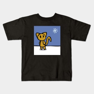 First Snowflake Cute Winter Cat Kids T-Shirt